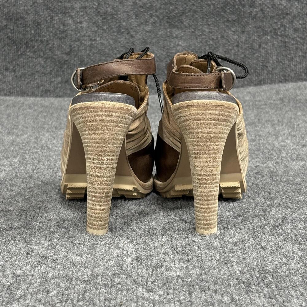 rag & bone Platform Heels Womens Size 6 Brown Lace Up Slingback Made Italy - Picture 5 of 16